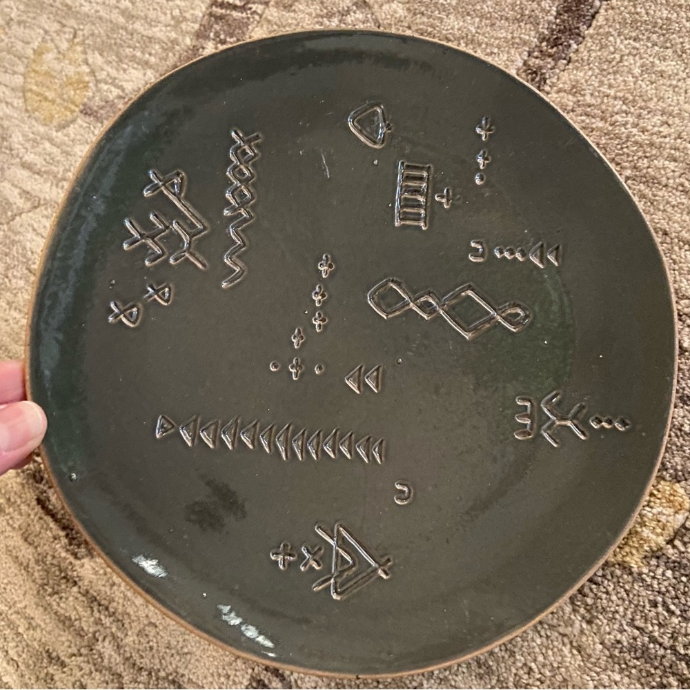 Set of 3 SW Stamped Glazed Stoneware Small Plates by Fringe Marks, 8" Round